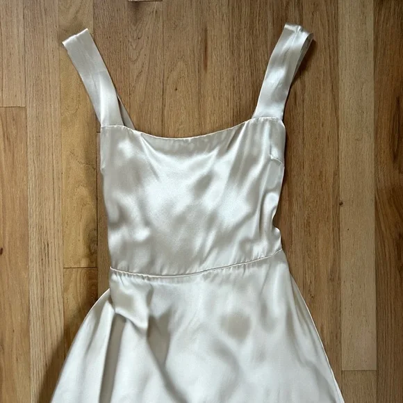 REFORMATION riviera silk mini dress bow back champagne romantic bride size 8 - Picture 8 of 14